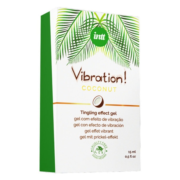 Gel INTT Vibration! Coconut, pentru stimulare si excitare, senzatie vibranta, vegan, pe baza de apa, uz extern, 15 ml