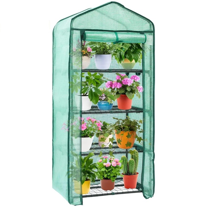 Sera de plastic verde cu 4 niveluri BLOMSTER 160x70x50