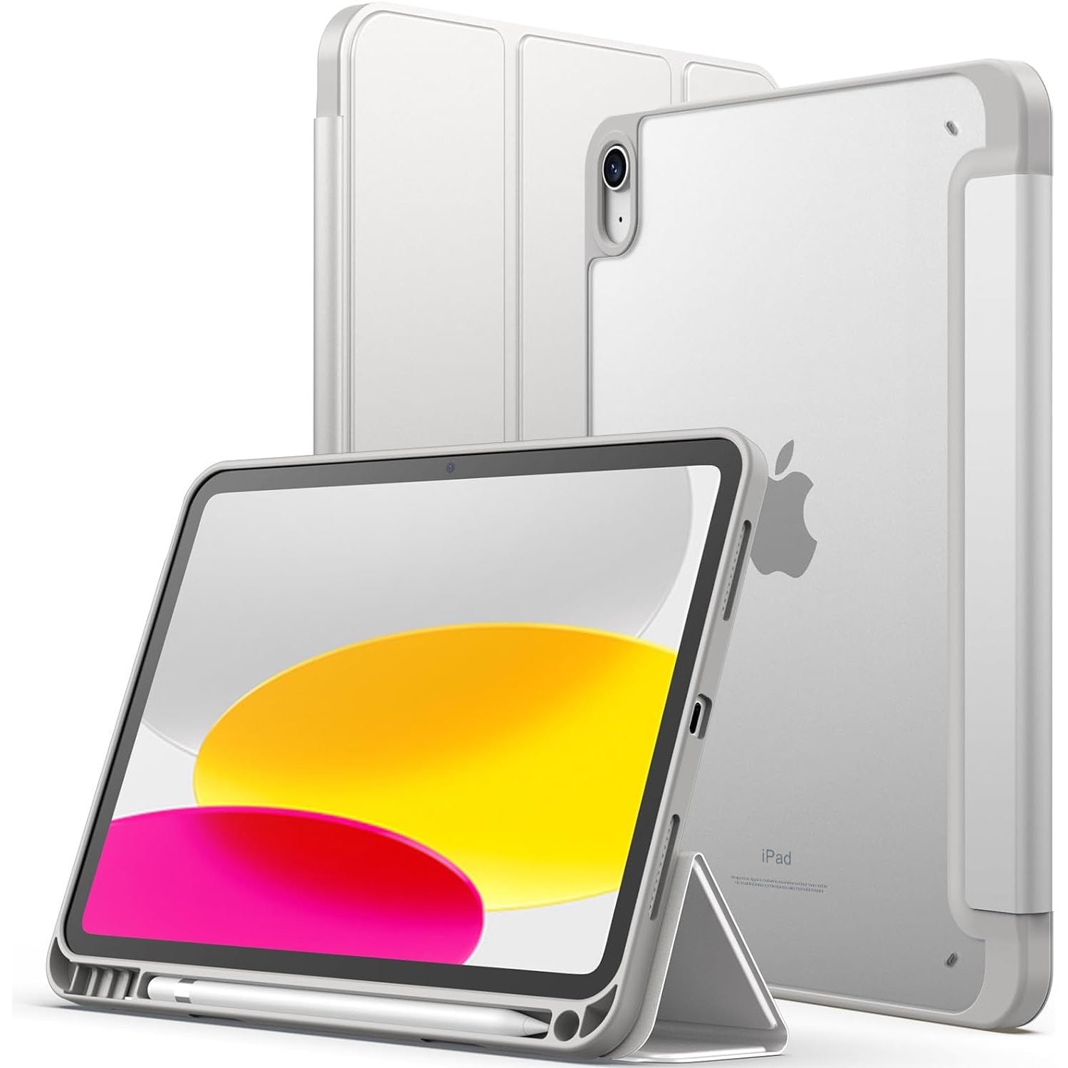 Husa protectie tableta, TPU/Policarbonat, Husa tableta de protectie Compatibila Apple iPad 10.9 inch 2022, suport pentru creion, Argintiu