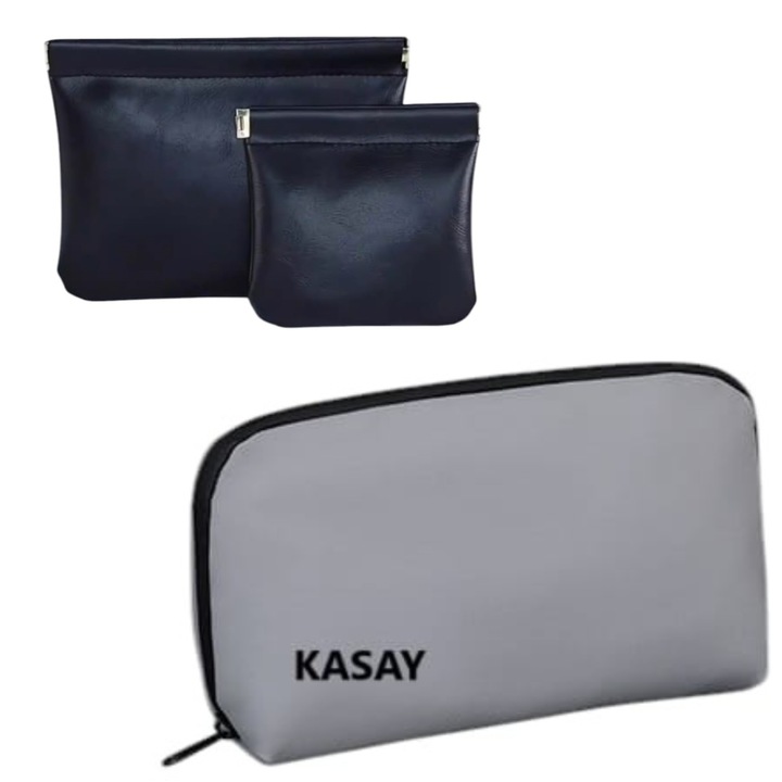 Set cadou KASAY, geanta pentru depozitare accesorii, impermeabila de capacitate mare si 2 genti cu inchidere automata pentru pastrare cablu de date, casti, incarcator