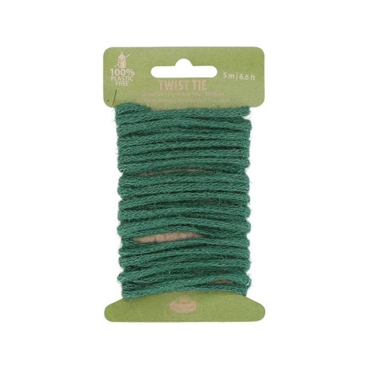 Връв за връзване, зелена, от юта, стоманена тел и памук 5м Garden Twist Tie Esschert