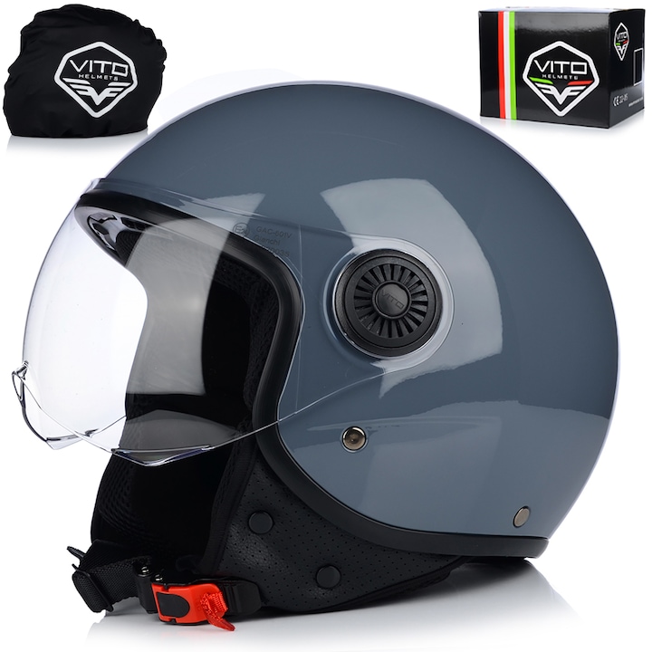 Casca Moto, VITO Loreto, Nardo gri, Protectie UV, Jet, ABS, ECE 22.06, M 57-58 cm