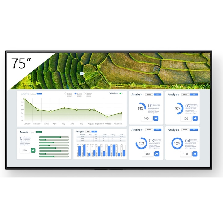 SONY Bravia FW-75BZ30L 4K HDR professzionális kijelző 24/7 működéssel, álló/dönthető, Pro-Mode, Airplay és Chromecast