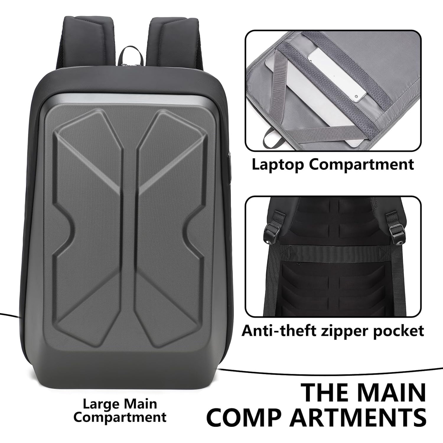 Rucsac multifunctional LHS182, MOSMAOO®, Rezistent la apa, cu Port de incarcare USB, smart casual pentru Business/ Calatorii si Laptop 15.6inchi, 30x13x45 cm, Gri ciment