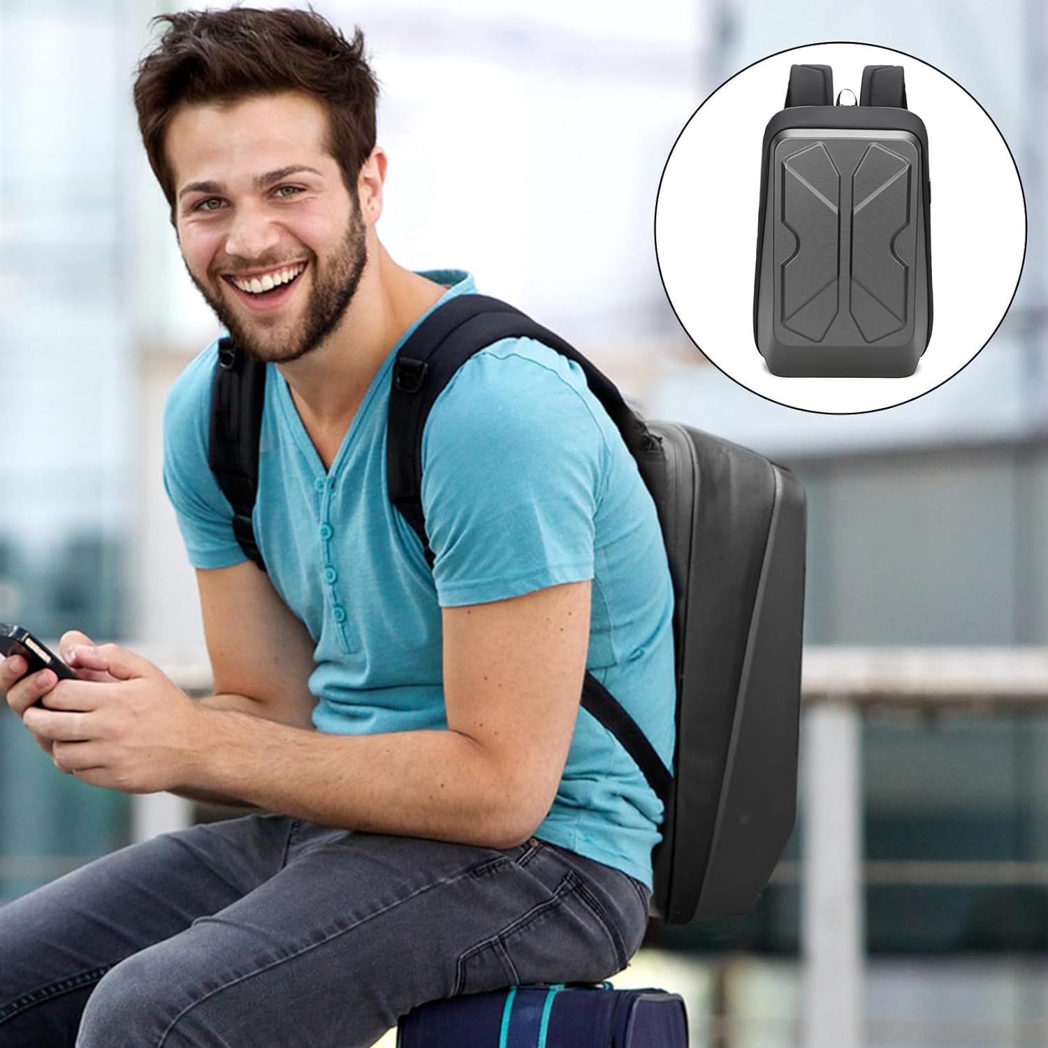 Rucsac multifunctional LHS182, MOSMAOO®, Rezistent la apa, cu Port de incarcare USB, smart casual pentru Business/ Calatorii si Laptop 15.6inchi, 30x13x45 cm, Gri ciment