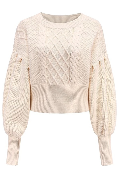 Pulover supradimensionat alb de lapte tricotat cu maneca lunga, bufanta pentru femei, SSLR, Alb de lapte