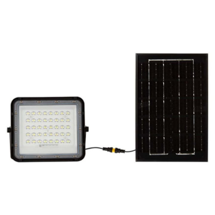 Proiector LED cu incarcare solara V-tac, 6W, 400lm lumina rece, 6400K, telecomanda, negru