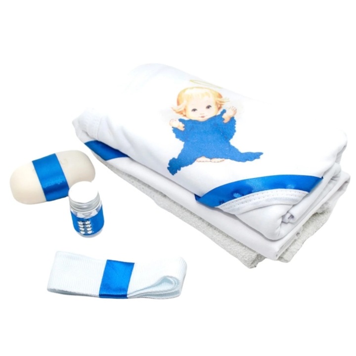 Trusou Botez Baieti, 6 piese, "Radacini si Aripi", Inger, Alb-Albastru