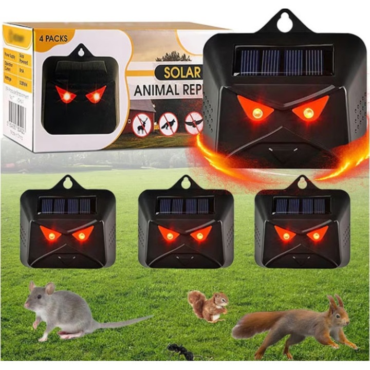 4 db Excitat® kártevőirtó napelemes töltőkészülék, IP44, könyvekhez, farmhoz, kerthez, fekete