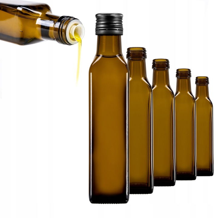 Set De Sticle De Sticla Pentru Ulei, Superbutelki, Marasca, 250 ml, Cu Dozatoare, Pentru Servire, Durabile, Pastreaza Prospetimea Uleiului, De Sticla, 21.5 x 4.5 cm, Masliniu, 10 Buc