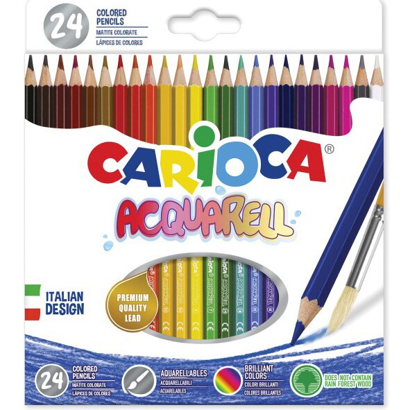 Creioane colorate CARIOCA Aquarell, 24/set, în cutie carton