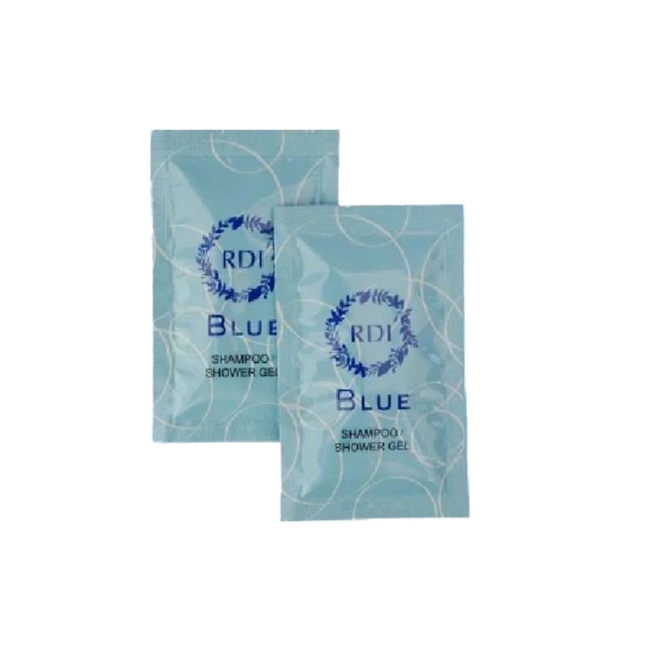 250 darabos Blue RDI hotel sampon/tusfürdő készlet, flowpack műanyag zacskó, 10 ml