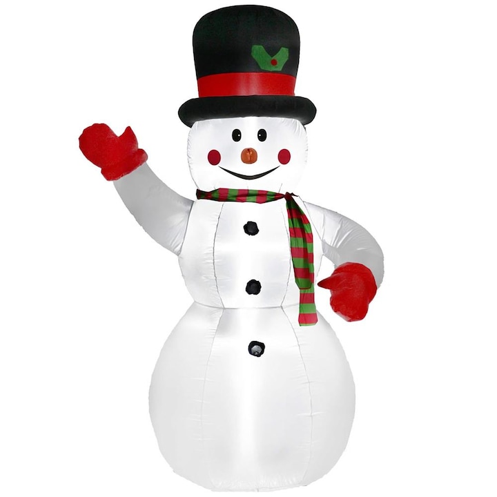 Hóember karácsonyi figura, felfújható, LED világítással, automata felfújással, 180cm