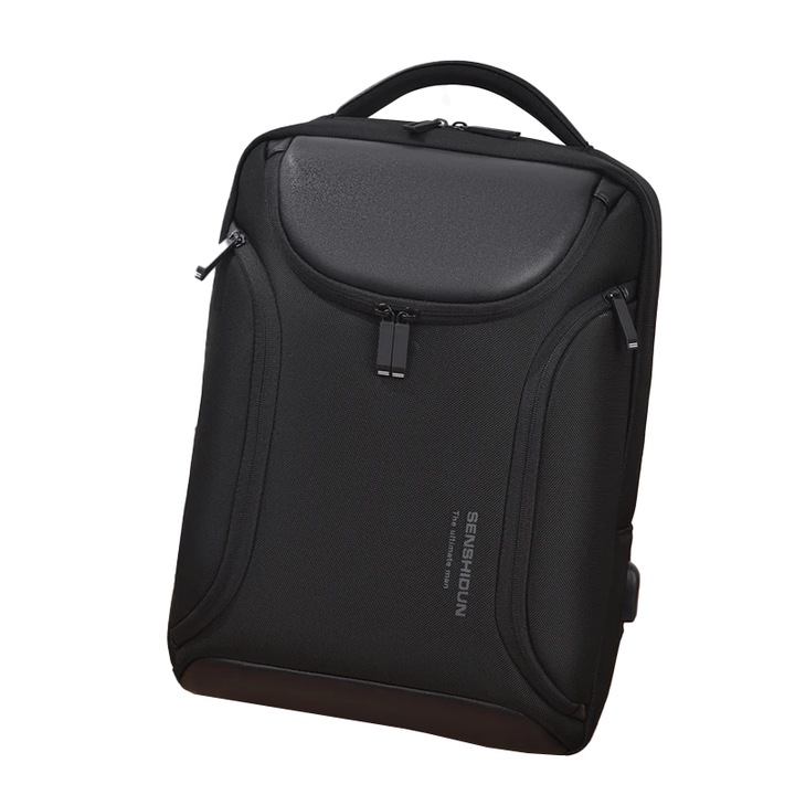 Rucsac Laptop 15.6", Smart Casual, Gaming, Multifunctional, Impermeabil, Busniess casul, Port de incarcare USB, 43X30X15 cm, Negru