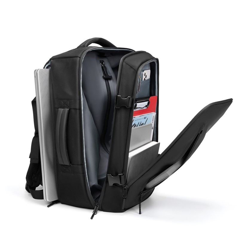 Rucsac cu Vacuum, 22-45 L, Multifunctional, Rezistent la apa, Pompa de aer inclusa, Laptop 15.6 inchi, 46x15x32 cm, Negru