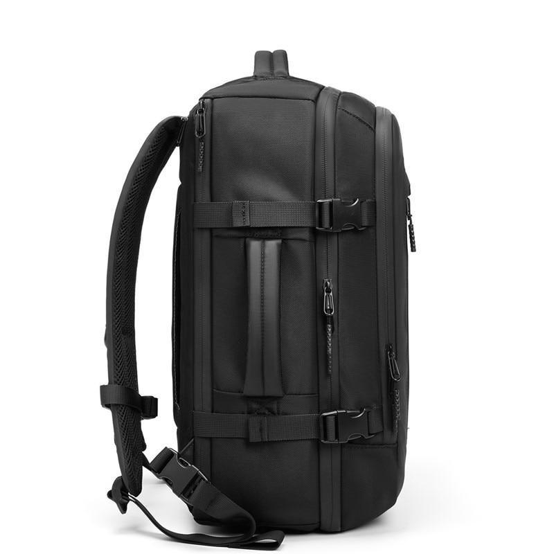 Rucsac cu Vacuum, 22-45 L, Multifunctional, Rezistent la apa, Pompa de aer inclusa, Laptop 15.6 inchi, 46x15x32 cm, Negru