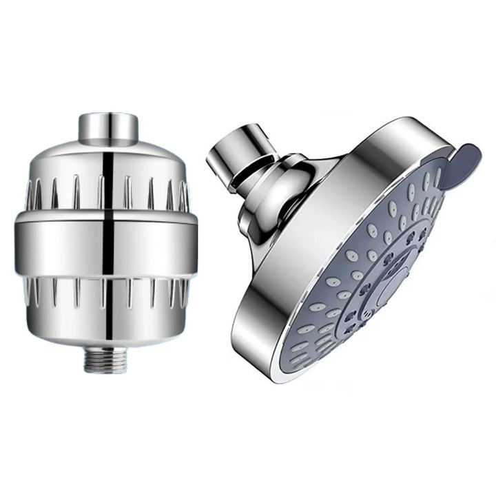 Cap de Dus cu Filtru Argintiu 3 Jeturi Economie Apa 40% Presiune Mare
