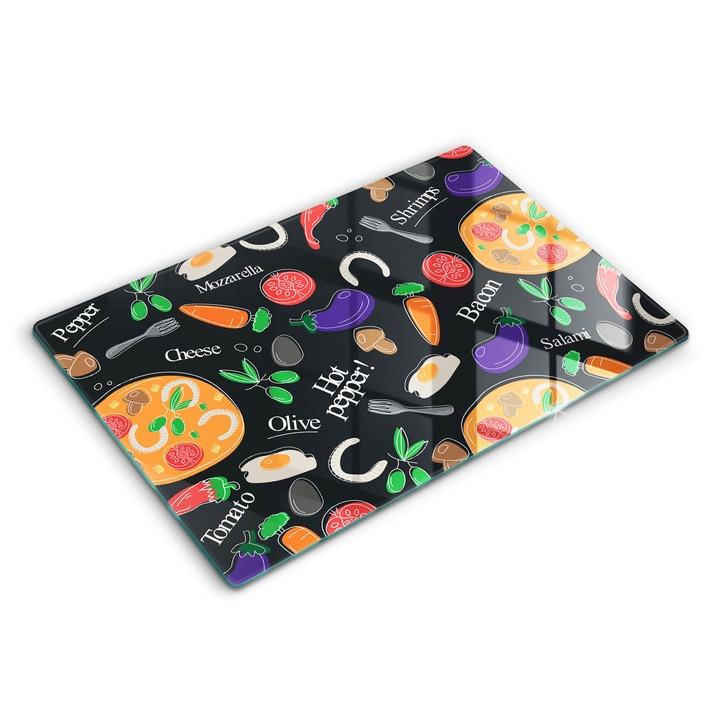 Dekoratív üveg, Wallfluent, Élelmiszer illusztráció, Sokszínű, 80x52 cm