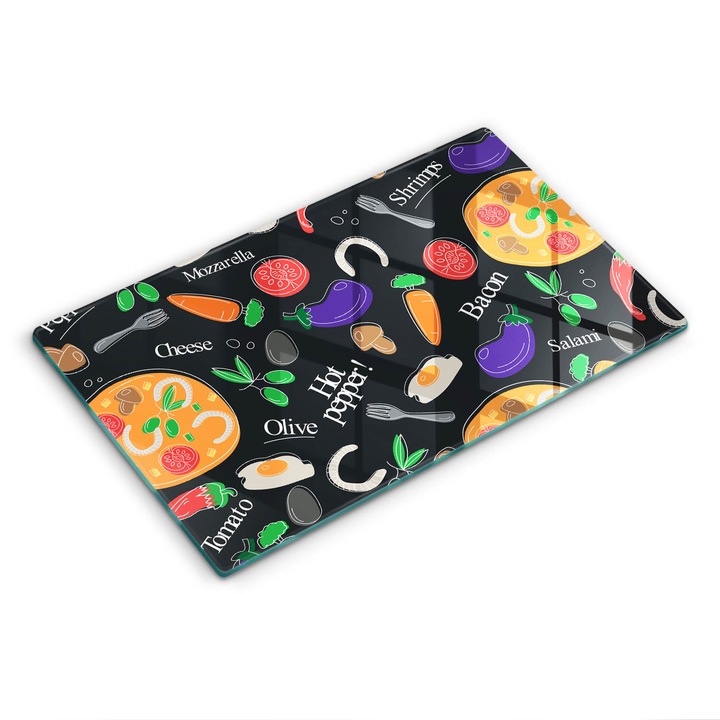 Dekoratív üveg, Wallfluent, Élelmiszer illusztráció, Sokszínű, 52x30 cm