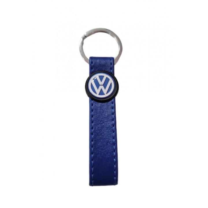 Син ключодържател с лого Volkswagen, кожа