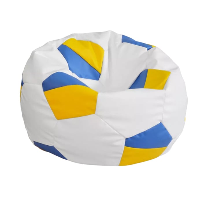 Fotoliu Puf, Piele ecologica, Minge fotbal, Marimea L, 55x90cm, Husa detasabila, Euro 2024, Ucraina
