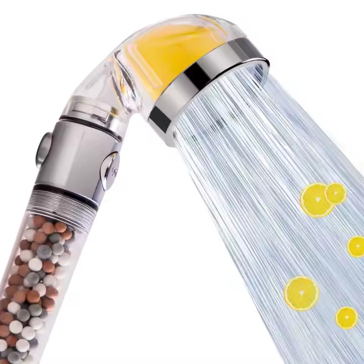 Para de Dus OneLucero® cu Vitamina C si Functie On/Off, Echipata cu 3 Tipuri de Pietre Minerale Bioactive si Difuzor din Inox|Usor de Instalat, Functii de Economosire si Filtrare al Apei