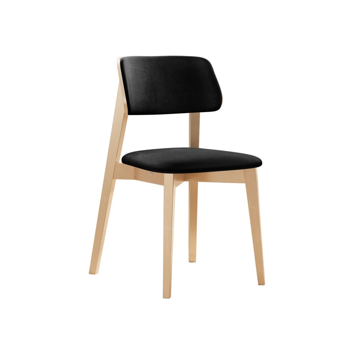 Scaun KT63C, MIRJAN24, fag + negru, 46x49x80 cm