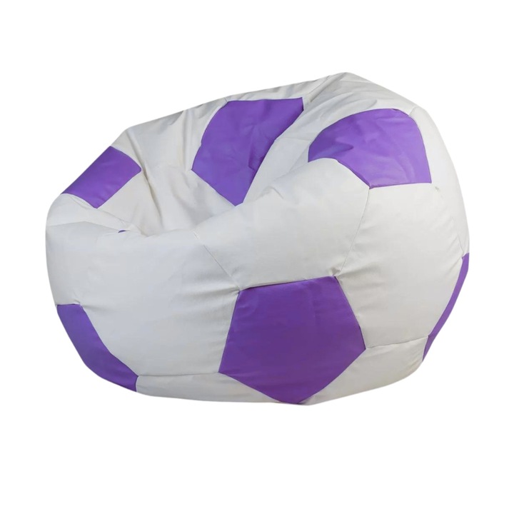 babzsák fotel, ökológiai bőr, focilabda, L-es méret, 55x90 cm, levehető huzat, Euro 2024, lila