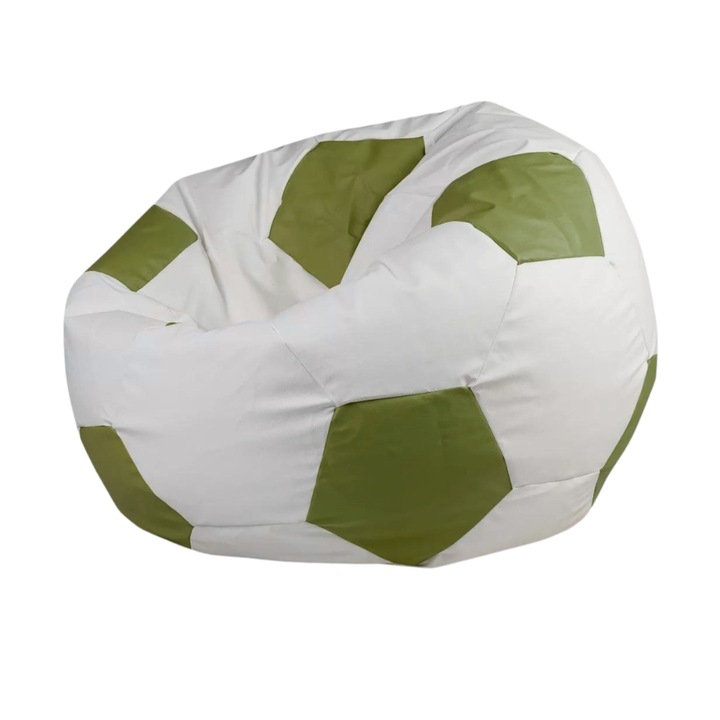 babzsák fotel, Eco-bőr, Futball-labda, L-es méret, 55x90 cm, Levehető huzat, Euro 2024, Olíva