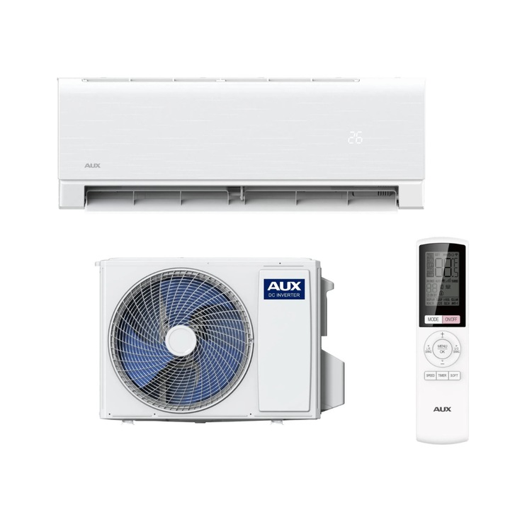 Aparat aer conditionat AUX C Series 18000 BTU/h ASWH18E3A4 / CAR3DI-C0, WiFi Inclus, Micropori in flaps-uri, Auto Curatare, Auto Diagnoza, iFeel, Functie Anti Bacteriana, Certificare Eurovent