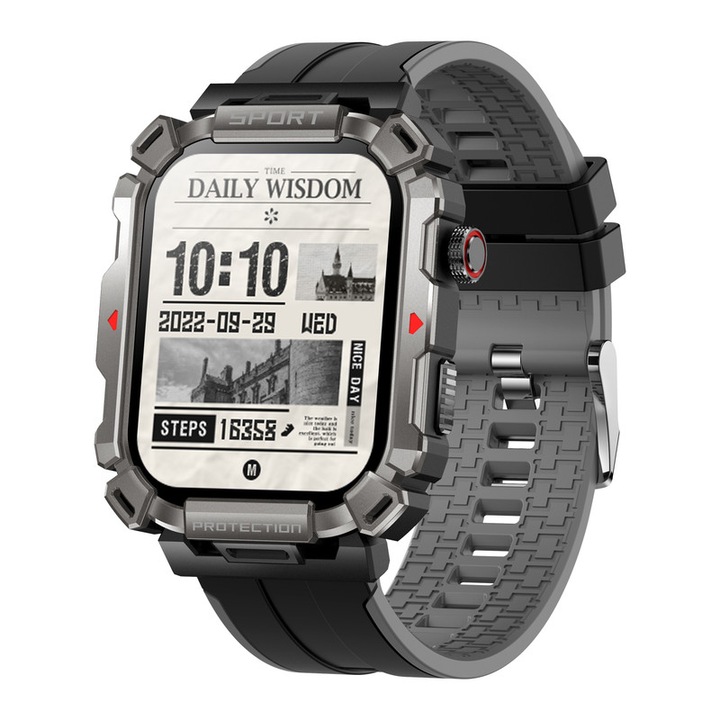 Смарт часовник, MISIRUN, 2,0 инча, съвместим с Android/iOS, черен