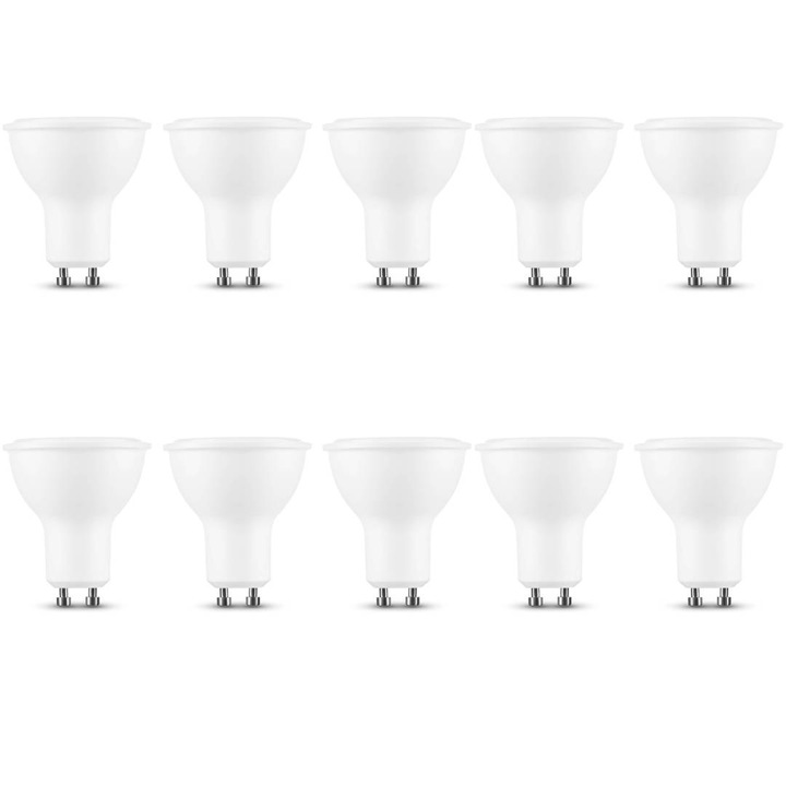 Комплект от 10 крушки LED Spot GU10, 4,5 W (еквивалент на 35 W), 4000K, NW, неутрална светлина, 400 lm, Modee, енергиен клас F