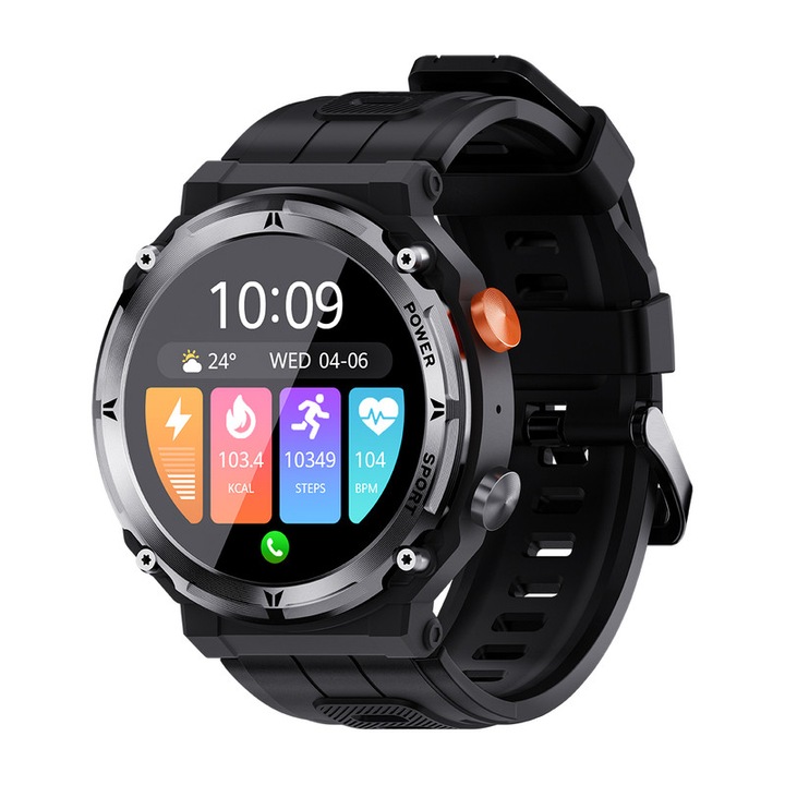 Смарт часовник, MISIRUN, 1,39 инча, съвместим с iOS/Android, сребрист/черен