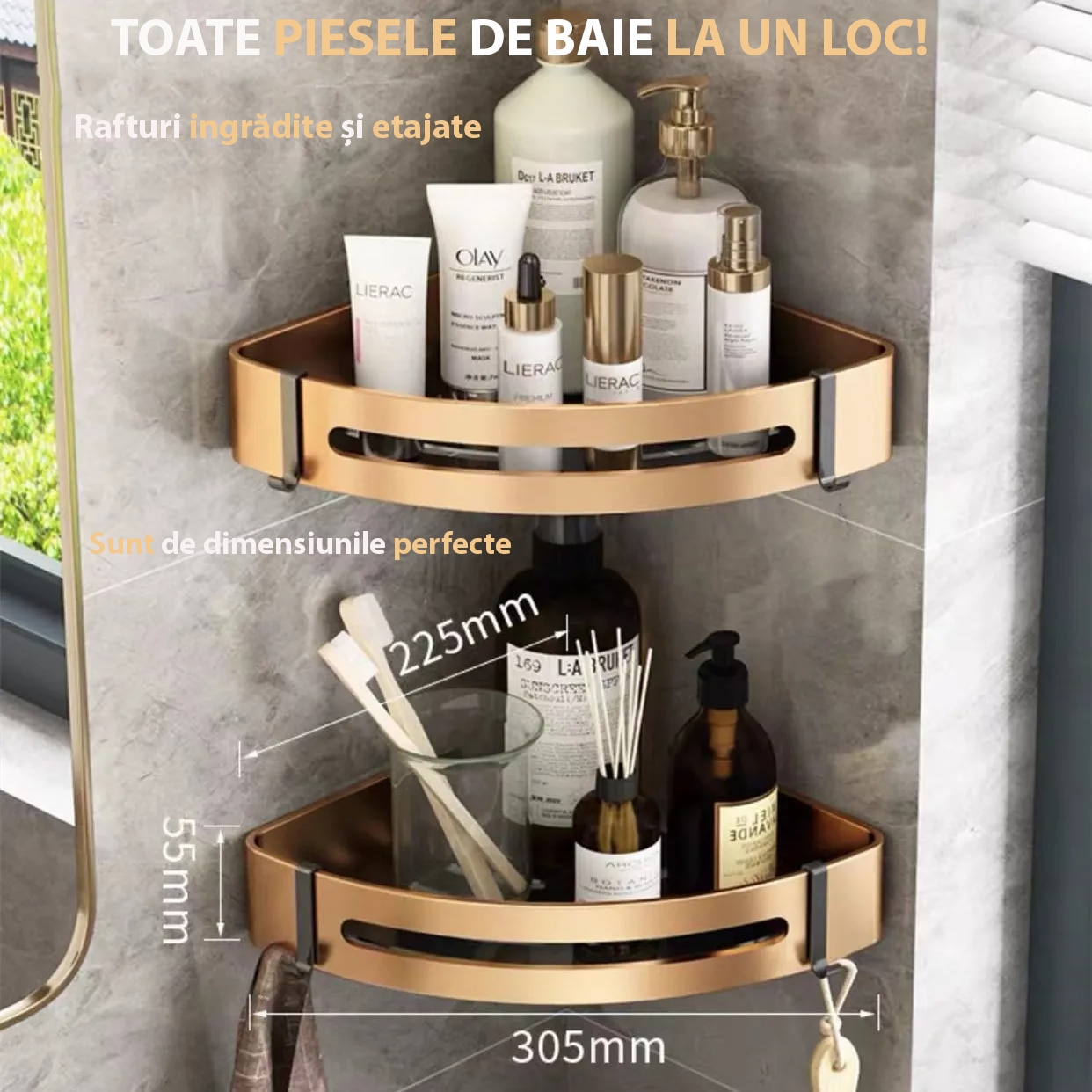 Set Accesorii de Baie 6 in 1 TNS\u00ae, Multifunctional, Pliabil ...