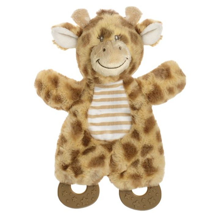Mini játékszőnyeg fogakkal és szalaggal, barna zsiráf mérleggel, 19x24 cm