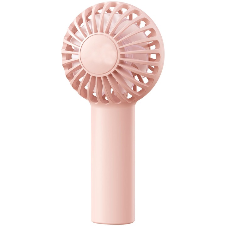 Mini ventilator portabil, OVERTANG, Reincarcabil USB, 3 Viteze, Roz