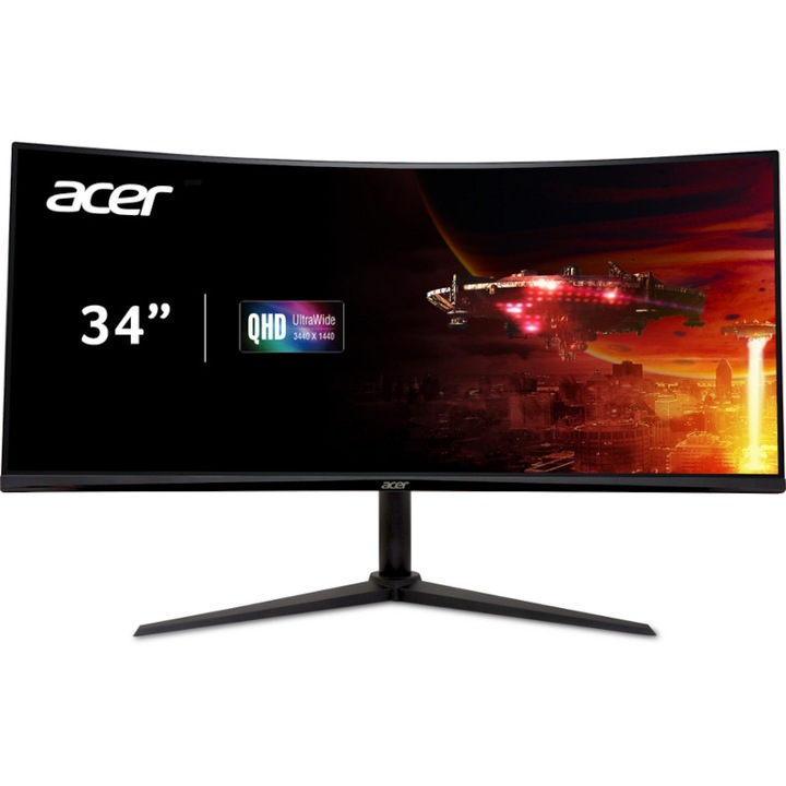 Acer Nitro XZ340CUH játékmonitor, ZeroFrame, 34", VA, WQHD, 3440 x 1440, HDMI, DisplayPort, ívelt 1500R, 100 Hz, 5 ms, fekete