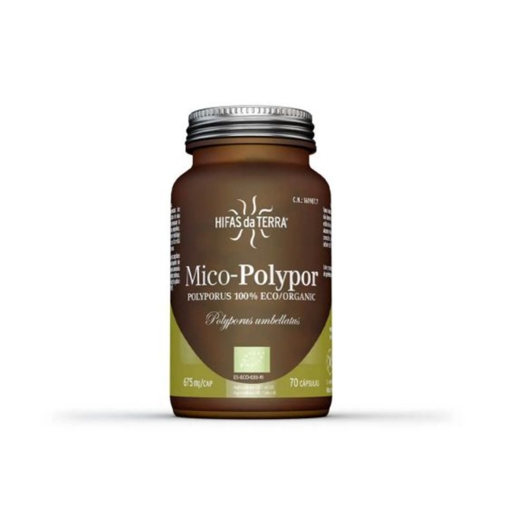 Mico Polypor, Hifas da Terra, 70 capsule, extract de ciuperca cu frunze Polyporus umbellatus, sustine echilibrul hidric al organismului, benefic in drenajul limfatic