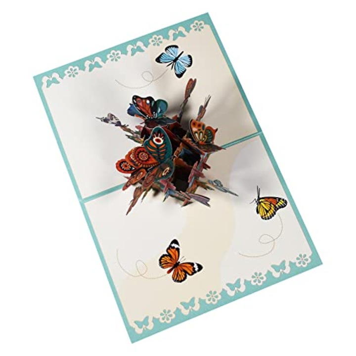 3D изскачаща картичка с пеперуда, хартия, многоцветна