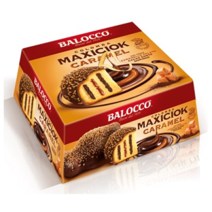 Balocco Colomba Maxiciok "Caramel" cu caramel sarat si cacao 750gr