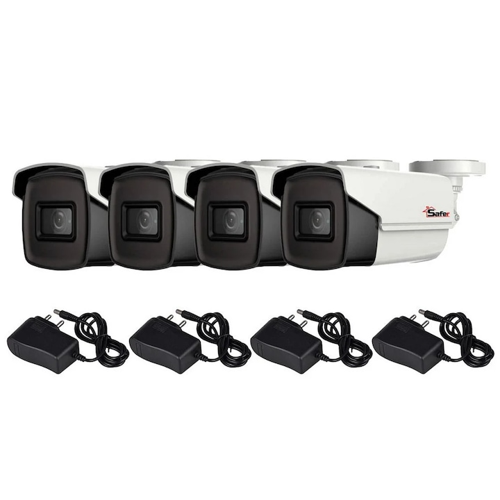 4 db kültéri kamera készlet, 5 MP és 4 tápegység 12V 1A, Biztonságos 4xSAF-PRO5MPx4EU12V