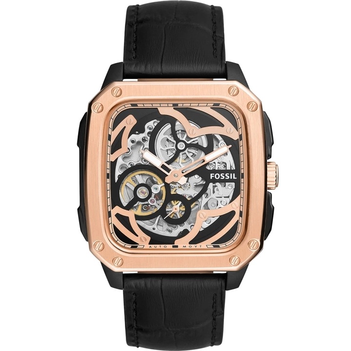Ceas barbatesc Fossil BQ2572 Automatic Negru, Rose gold