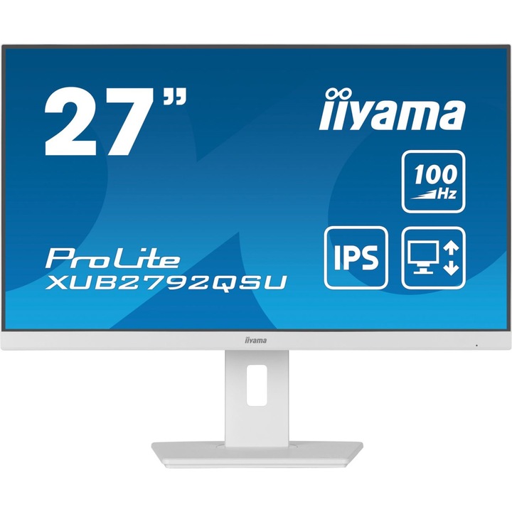 Iiyama (XUB2792QSU-W6) ProLite 27" IPS LED monitor, 100 Hz, 2560 x 1440, 16:9, 250 cd/m², 0.4ms, 1xHDMI, 1xDisplayPort, 4xUSB 3.2, hangszóró kimenet, PIVOT, fehér