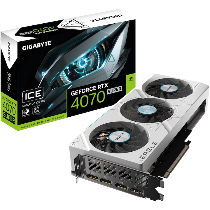 Видеокарта GIGABYTE GeForce RTX™ 4070 Super EAGLE OC ICE, 12GB, GDDR6X, 192-bit