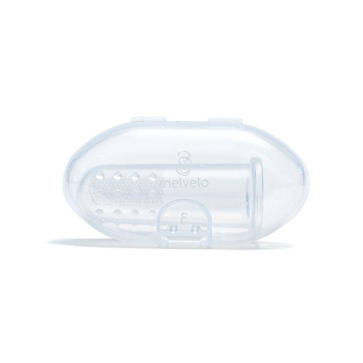 Periuta de dinti si gingii, tip degetar din silicon in cutie transparenta