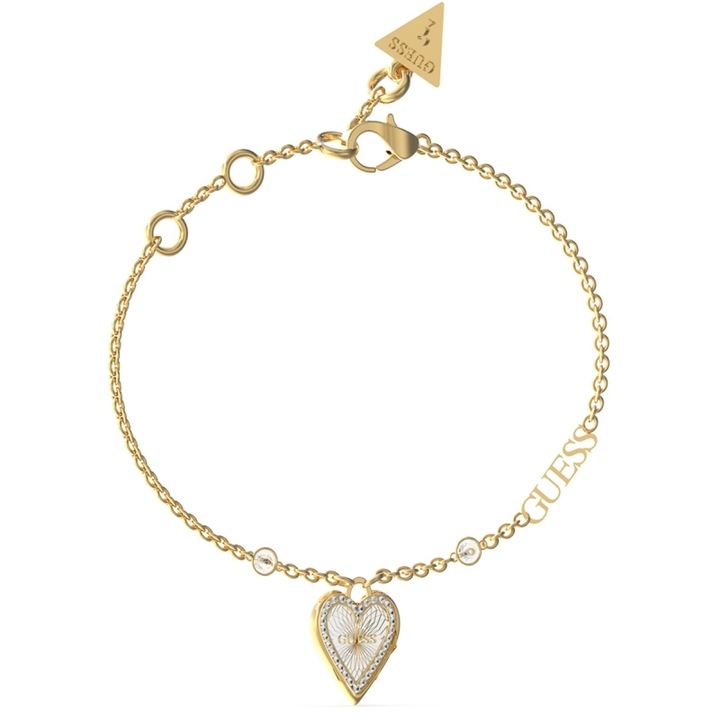 Bratara Guess Love Me Tender inima si cristale JUBB03242JWYGRH-S, Auriu