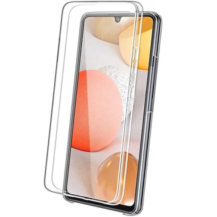 360 Full Cover tok, Samsung Galaxy A15 kompatibilis, elülső és hátsó védelem, szilikon, átlátszó