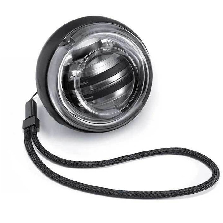 Minge Giroscop Powerball cu LED, Plastic/Metal, pentru antrenamentul mainilor si a antebratelor, functie de recuperare si antistres, Sundiguer, Negru