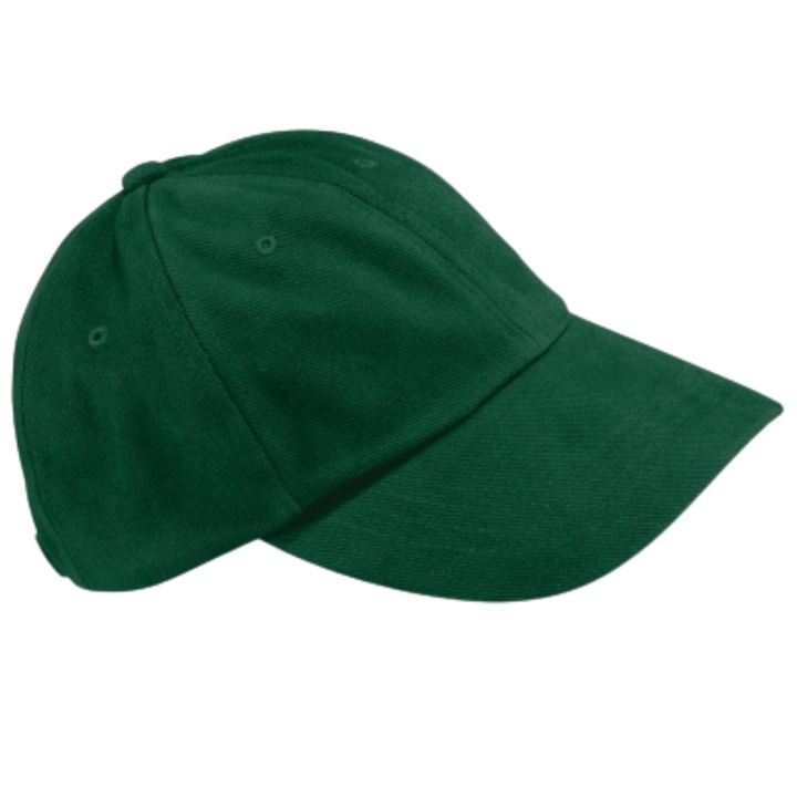 Шапка унисекс, памучна, нисък профил, 6 панела, регулируема, тъмно зелена
