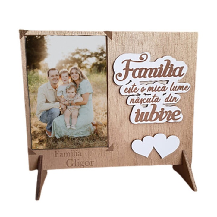 Rama pentru familie, lemn natur, 20 cm, ArtemisGift